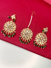 Zoya Earings Tikka Set (bottle green) - green