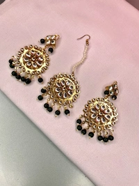 Zoya Earings Tikka Set (bottle green) - green