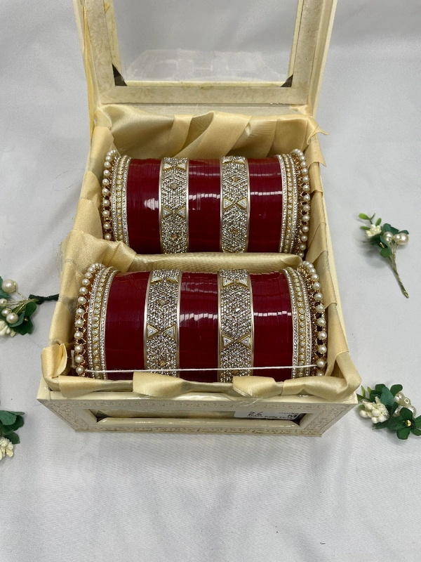 Sanvi Bridal Chuda - Maroon, 2.6