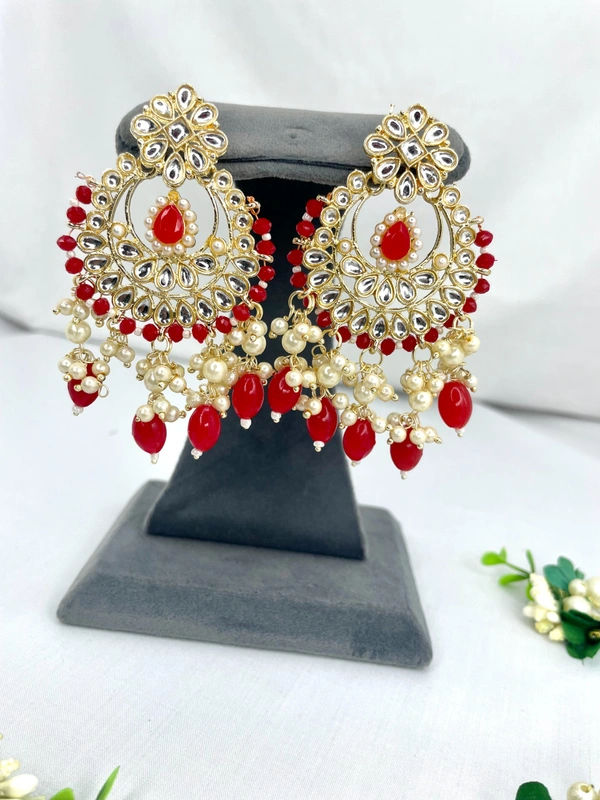 Anjali Earings - Bright Red