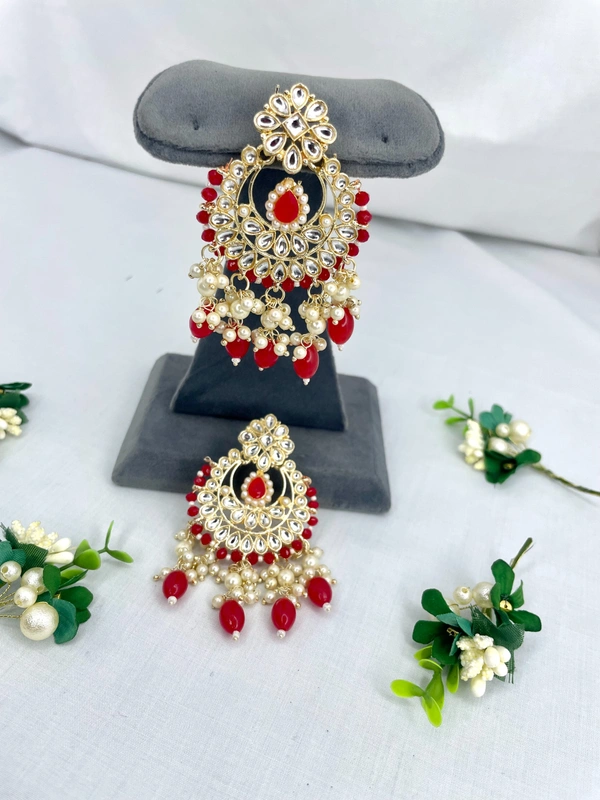Anjali Earings - Bright Red