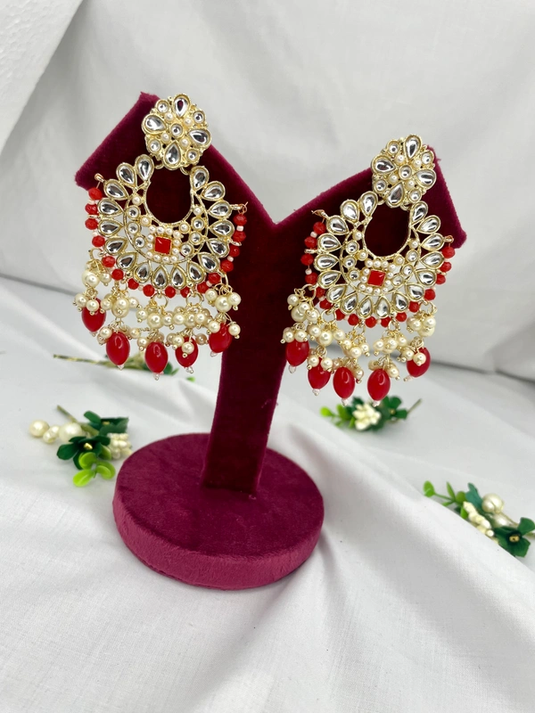 Akshita Earings - Red, Bright Red