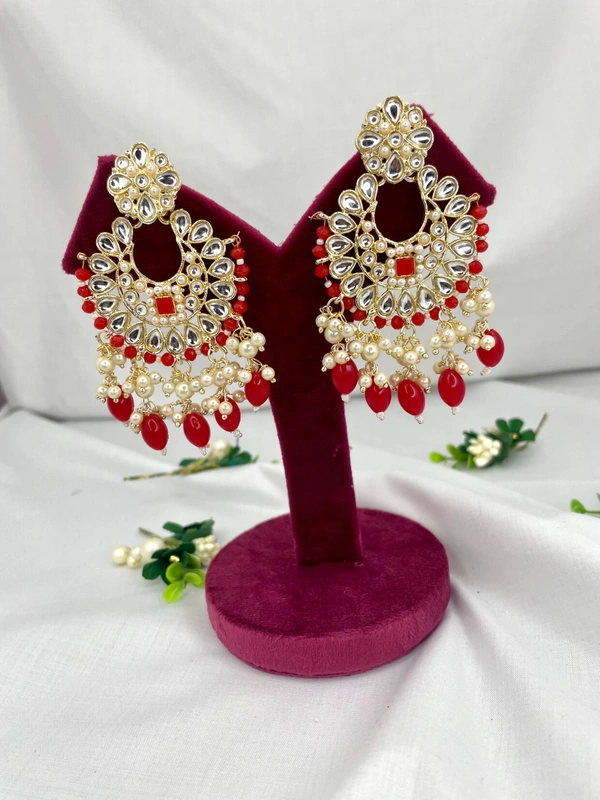 Akshita Earings - Red, Bright Red