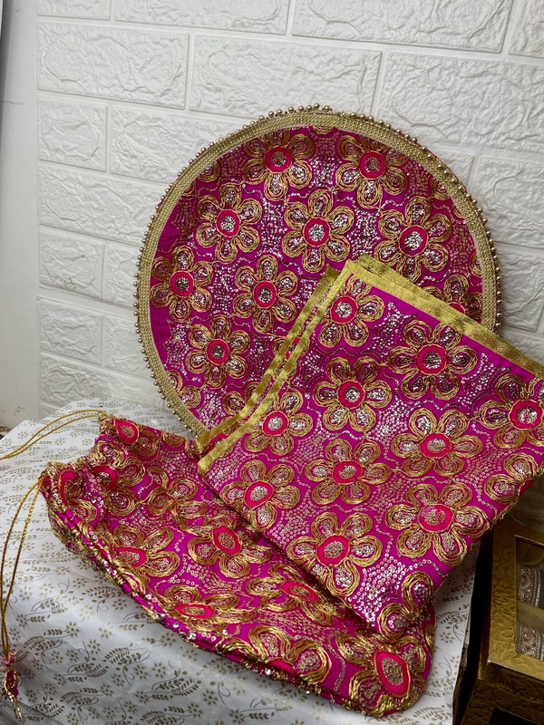 Magenta Zardozi Thall Shagun Set