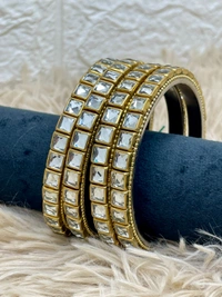 Square Kundan Bangle (set of 4) k 16 - 2.8