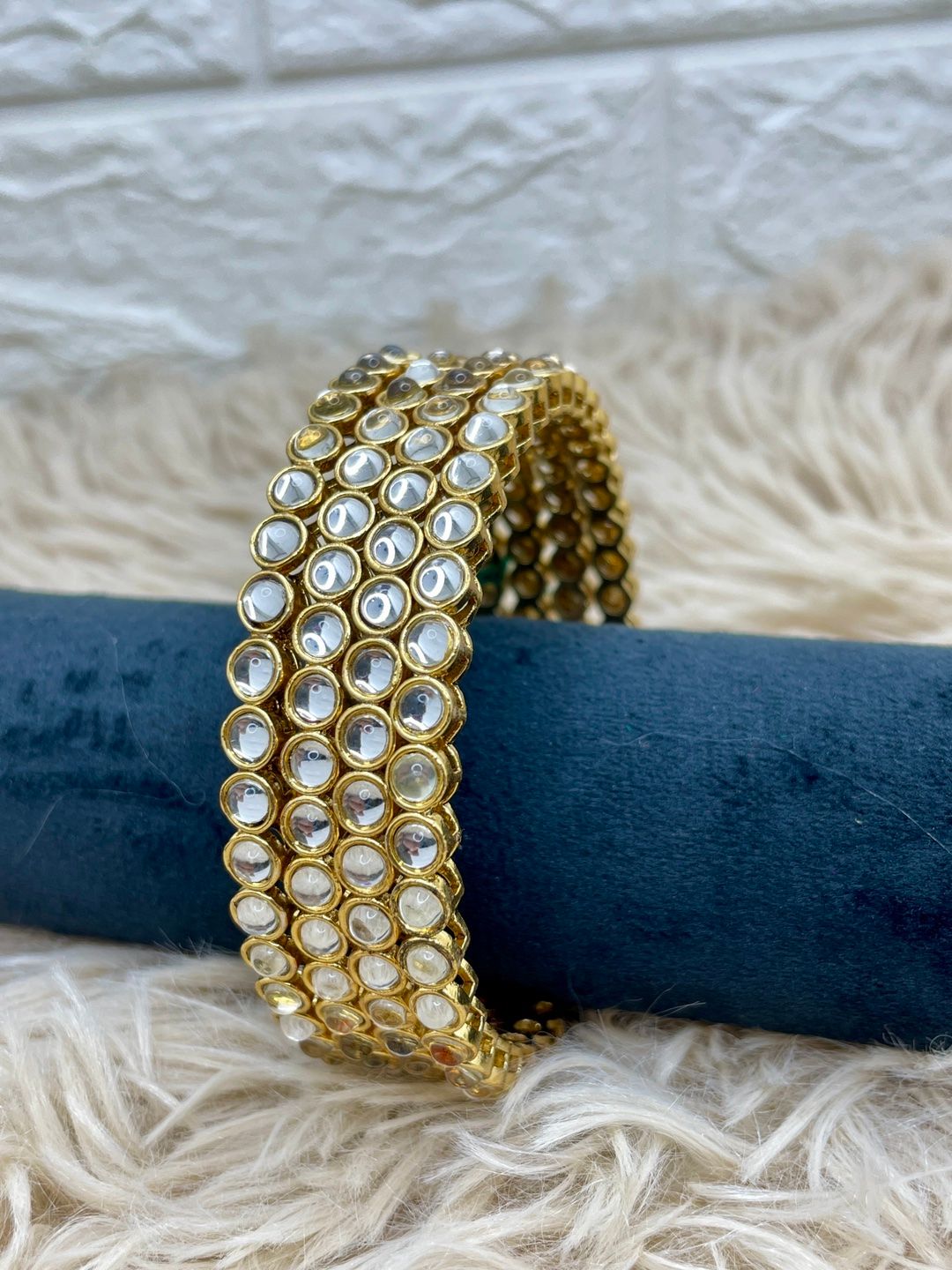 Designer Golden Kundan Bracelet – Gehna Shop
