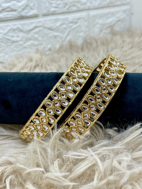 Broad Kundan Bangle k11 - 2.4