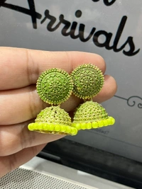 Small Jhumki  - Wild Watermelon, Aquamarine