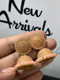 Small Jhumki  - Wild Watermelon, Aquamarine