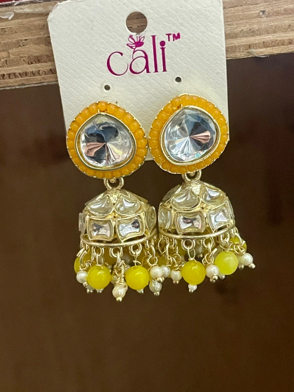 Heena Light Weignt Jhumki - Yellow