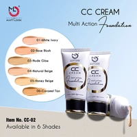 Mattlook CC Cream Multi Action Foundation | Colour Correcting, Brightening, Hide Blemishes | Lightweight Formula | Even Skin Tone | Blendable | Full Coverage | Natural Finish- Caramel Tan (60 gm) - 01 — White Ivory