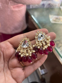 Kundan Small Earing  - pinkish wine, Tickle Me Pink