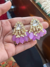 Kundan Small Earing  - Mauve, Tickle Me Pink