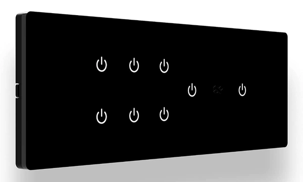 Smart WiFi Touch Switch for 8 Lights with Touch Control, IR Remote, Mobile App, Google Assistant, Amazon Alexa & Google Home Voice Control for Smart Home Automation (Black Variant)