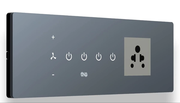 ISHARP Smart WiFi Touch Switch for 3 Lights, 1 Fan & Plug with Touch Control, IR Remote, Mobile App, Google Assistant, Amazon Alexa & Google Home Voice Control for Smart Home Automation (Grey Variant)