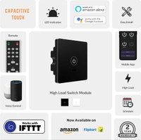 ISHARP Smart WiFi Touch Switch for Single High Load (AC/Geyser) with Touch Control, IR Remote, Mobile App, Google Assistant, Amazon Alexa & Google Home Voice Control for Smart Home Automation (Black Variant