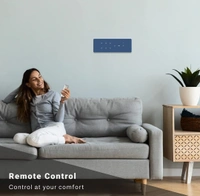 ISHARP Smart WiFi Touch Switch for 2 Plugs with Touch Control, IR Remote, Mobile App, Google Assistant, Amazon Alexa & Google Home Voice Control for Smart Home Automation (Blue)