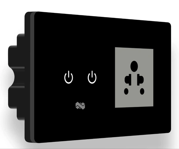 ISHARP Smart WiFi Touch Switch for 1 Light & Plug with Touch Control, IR Remote, Mobile App, Google Assistant, Amazon Alexa & Google Home Voice Control for Smart Home Automation (Black Variant)