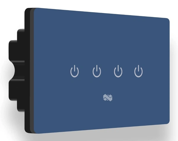 ISHARP Smart WiFi Touch Switch for 4 Lights with Touch Control, IR Remote, Mobile App, Google Assistant, Amazon Alexa & Google Home Voice Control for Smart Home Automation (Blue Variant)