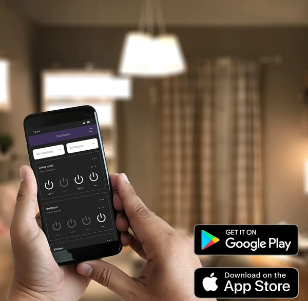 ISHARP Smart WiFi Touch Switch for 4 Lights with Touch Control, IR Remote, Mobile App, Google Assistant, Amazon Alexa & Google Home Voice Control for Smart Home Automation (Blue Variant)