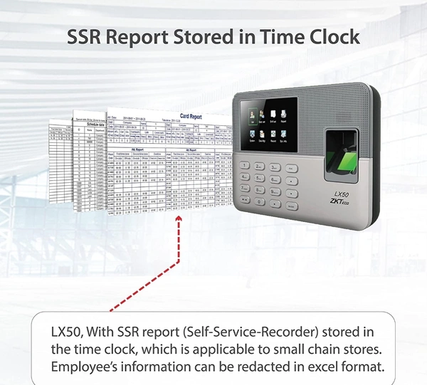 Zktech  Biometric Fingerprint Time Attendance Clock Employee Checking-in Recorder with Build-in SSR Excel Software (Silver)