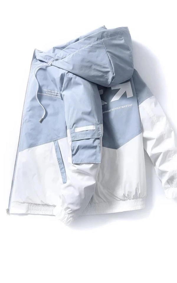 2023 Hooded Coat Lightweight Slim Parka Zipper Men'S Fashion PrintedJacket - White