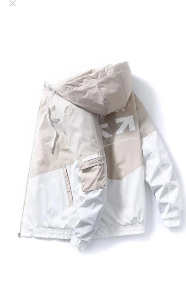 2023 Hooded Coat Lightweight Slim Parka Zipper Men'S Fashion PrintedJacket - White