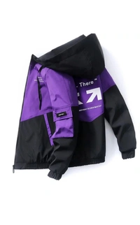 2023 Hooded Coat Lightweight Slim Parka Zipper Men'S Fashion PrintedJacket - White