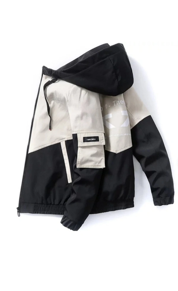 2023 Hooded Coat Lightweight Slim Parka Zipper Men'S Fashion PrintedJacket - White
