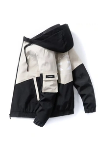 2023 Hooded Coat Lightweight Slim Parka Zipper Men'S Fashion PrintedJacket - Teal