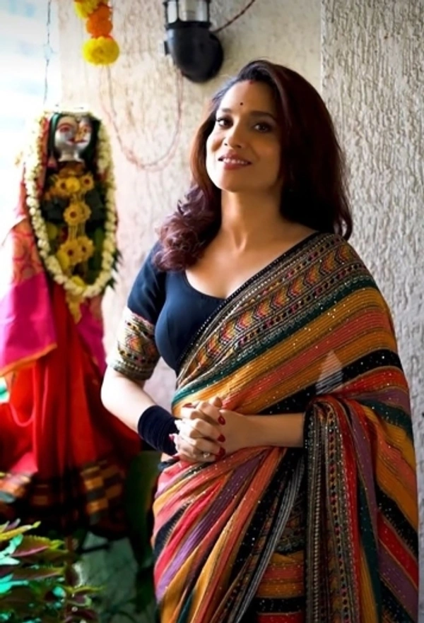 Kedar Fab Digital Print, Embroidered Bollywood Silk Blend Saree