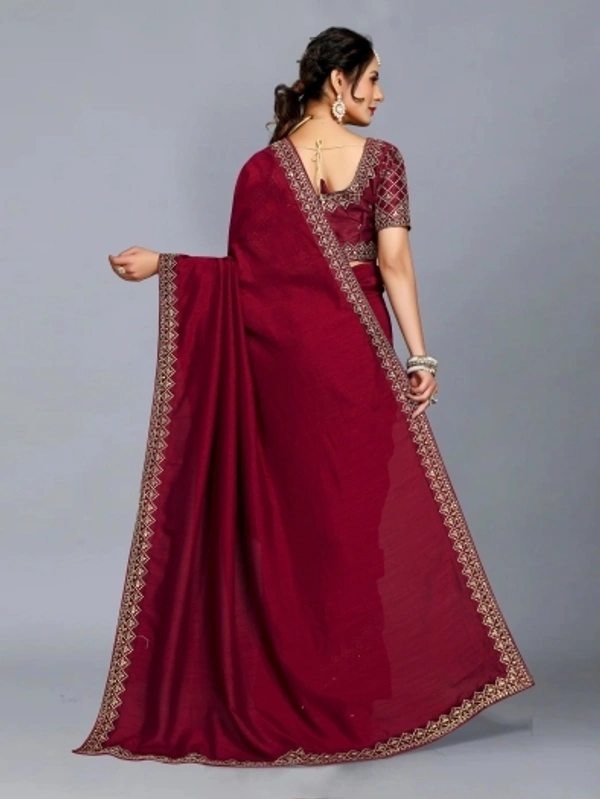 Embroidered Bollywood Art Silk, Lace Saree Maroon