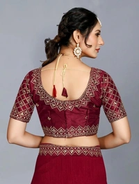 Embroidered Bollywood Art Silk, Lace Saree Maroon