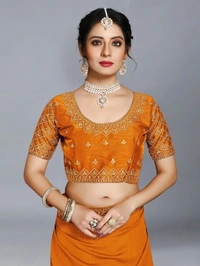 Embroidered Bollywood Art Silk, Lace Saree Yellow
