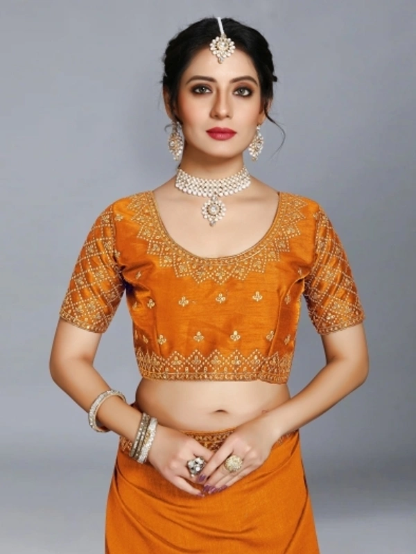Embroidered Bollywood Art Silk, Lace Saree Yellow