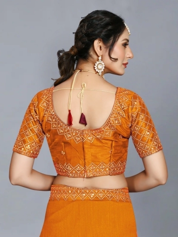 Embroidered Bollywood Art Silk, Lace Saree Yellow