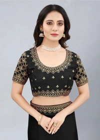Embroidered Bollywood Art Silk, Lace Saree Black