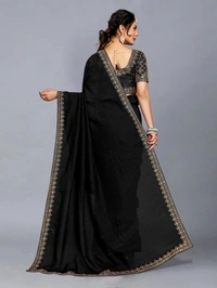 Embroidered Bollywood Art Silk, Lace Saree Black