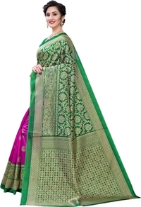 Fashion Art Silk Saree (Green & Pink)