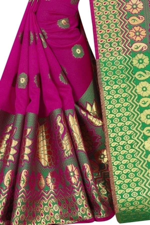 Banarasi Cotton Silk Saree (Pink Green)