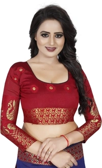 Banarasi Cotton Silk Saree (Blue-Red)