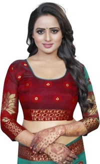 Banarasi Cotton Silk Saree (RAMA GREEN-Red)