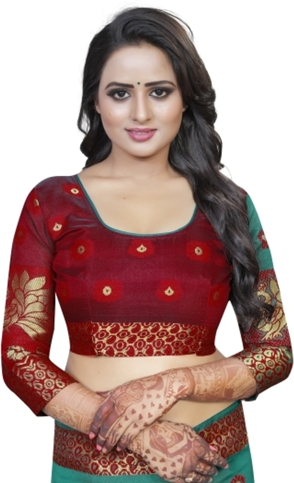 Banarasi Cotton Silk Saree (RAMA GREEN-Red)