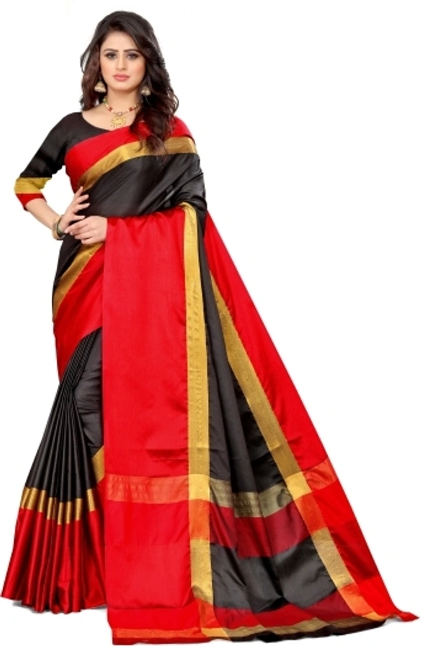 Solid Assam Silk Cotton Silk Saree (Black)