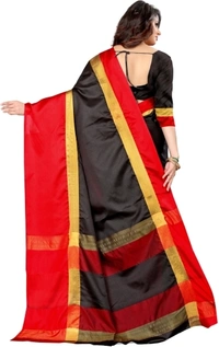 Solid Assam Silk Cotton Silk Saree (Black)