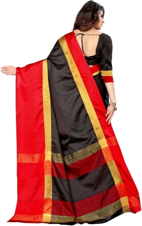 Solid Assam Silk Cotton Silk Saree (Black)