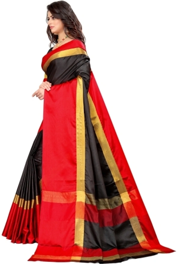 Solid Assam Silk Cotton Silk Saree (Black)