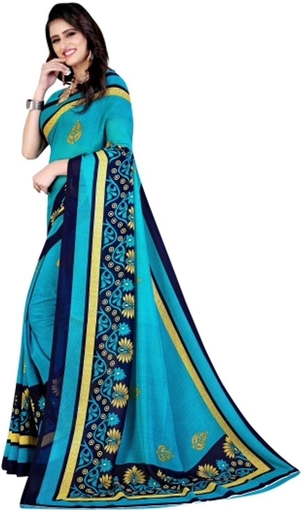Leelavati Printed Daily Wear Georgette Saree (Light Blue)