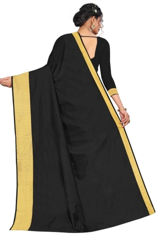 Solid Daily Wear Art Silk, Cotton Blend Saree - Black