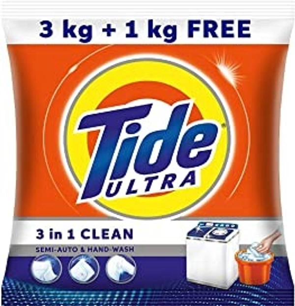 Tide Ultra 3 In 1 Clean Detergent Washing Powder 3 kg + 1 kg = 4 kg 